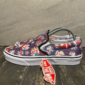 Vans Women's Floral Slip-On Sneakers - Blue and Red
